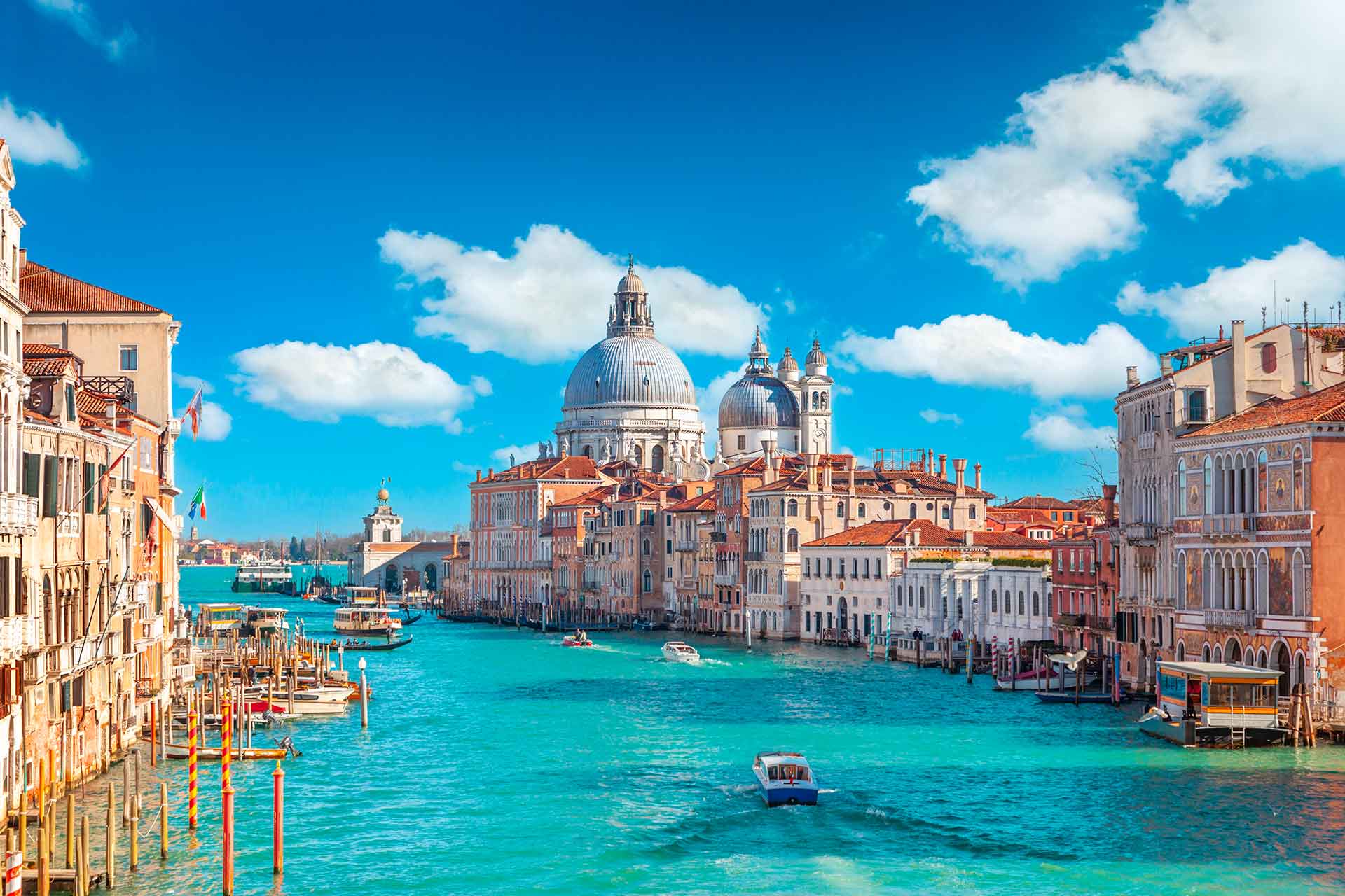 View of the Grand Canal and the Basilica of Santa Maria della Salute in Venice